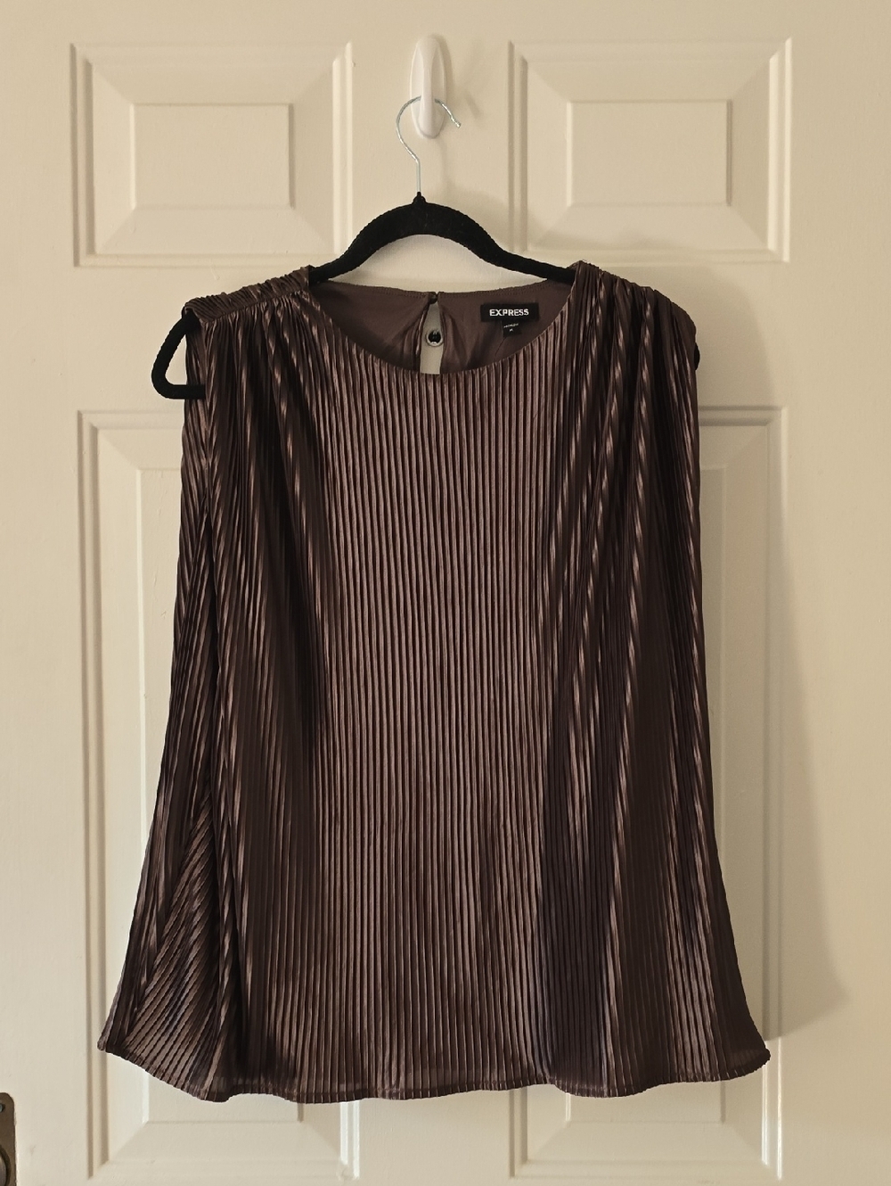 Express Pleated Sleeveless Blouse - Chocolate Brown